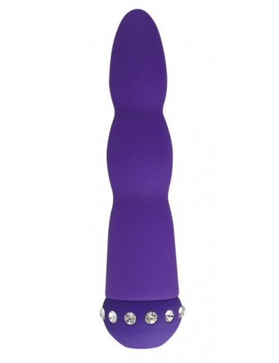 Фиолетовый вибратор WAVY WAND со стразами - 14 см.
