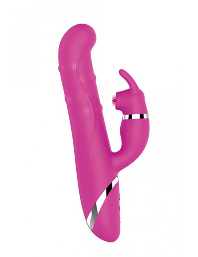Розовый вибратор-кролик NAGHI NO.42 RECHARGEABLE DUO VIBRATOR - 24 см.