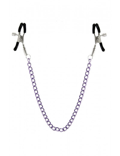 Зажимы для сосков с фиолетовой цепочкой Sweet Caress Nipple Chain
