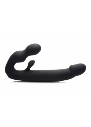 Черный безремневой страпон Tri-Volver Rechargeable Strapless Strap On