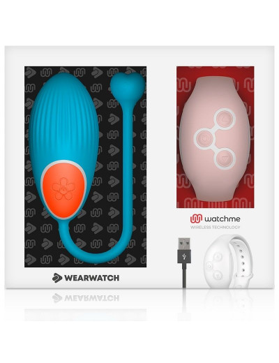 Голубое виброяйцо с нежно-розовым пультом-часами Wearwatch Egg Wireless Watchme