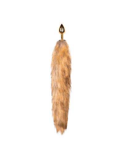 Золотистая анальная пробка с лисьим хвостом Fox Tail Plug