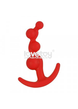 Красная анальная цепочка LURE ME Silicone Anal Toy - 10,5 см.