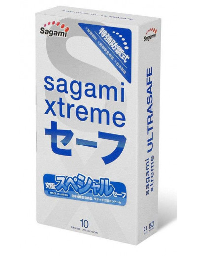 Презервативы Sagami Xtreme Ultrasafe с двойным количеством смазки - 10 шт.
