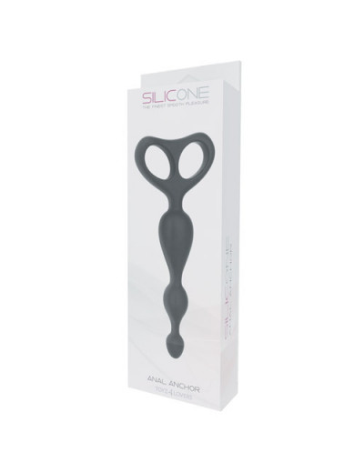 Чёрная анальная цепочка ANAL ANCHOR SILICONE - 16,5 см.