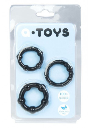 Набор из 3 чёрных эрекционных колец A-toys