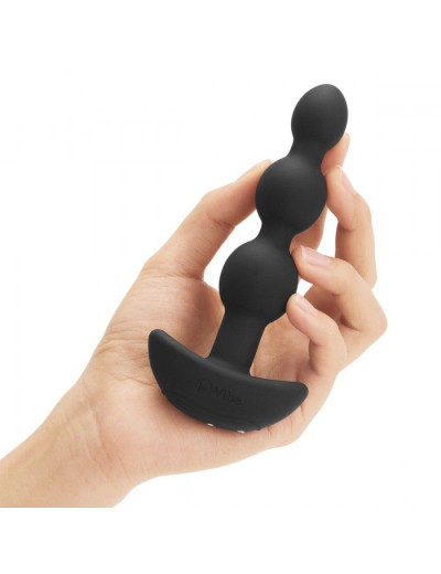 Чёрная анальная виброёлочка TRIPLET ANAL BEADS BLACK - 14 см.