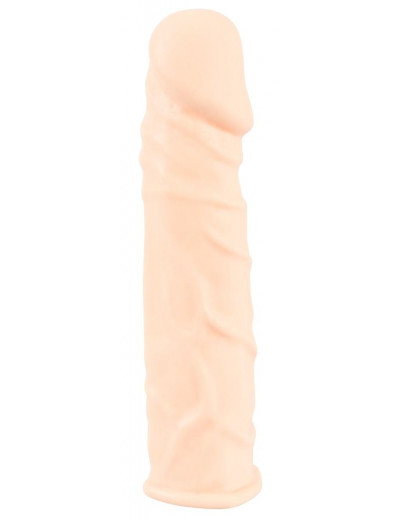 Телесная удлиняющая насадка с вибрацией Silicone Extension Vibrating - 19 см.