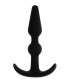Чёрный массажер для анальной стимуляции T-SHAPE SILICONE BUTT PLUG BLACK - 8,9 см.