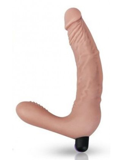Телесный безремневой вибрострапон Rechargeable IJOY Real Strapless Strap on - 21 см.