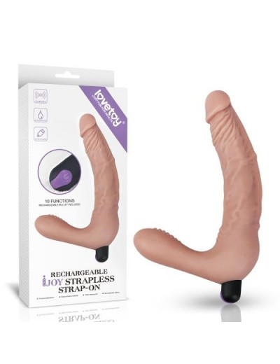Телесный безремневой вибрострапон Rechargeable IJOY Real Strapless Strap on - 21 см.