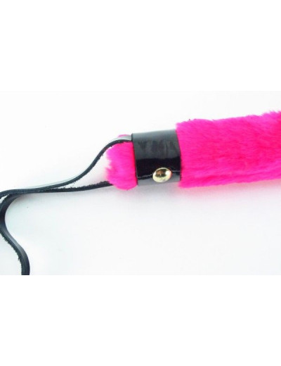 Плеть из лака с розовым мехом BDSM Light - 43 см.