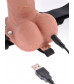 Кофейный перезаряжаемый вибрострапон 7  Hollow Rechargeable Strap-on with Balls - 20,3 см.