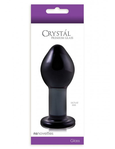 Большая темно-серая стеклянная анальная пробка Crystal Large - 8,5 см.