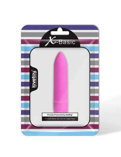 Розовая вибропуля X-Basic Long Bullet 10 speeds - 9 см.