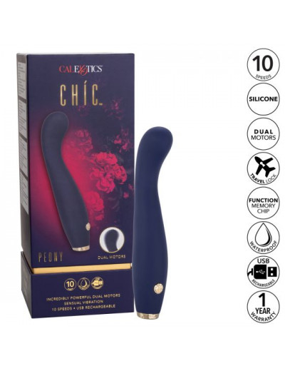 Синий вибромассажер Chi­c Peony - 19,7 см.