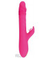 Розовый вибратор с клиторальным стимулятором Thrusting Rabbit - 25,3 см.