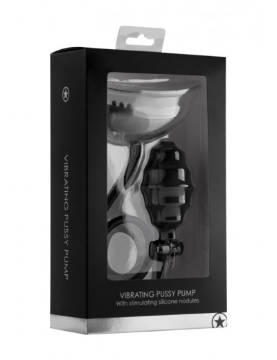 Чёрная вакуумная вибропомпа Vibrating Pussy Pump