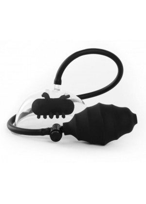 Чёрная вакуумная вибропомпа Vibrating Pussy Pump