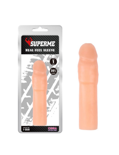 Телесная насадка-удлинитель Real Feel Sleeve - 16,8 см.