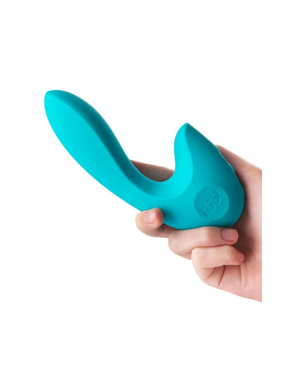 Бирюзовый вибратор Sense Max с клиторальным стимулятором - 16 см.