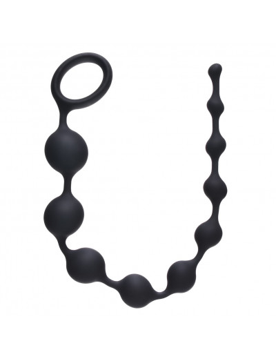 Чёрная анальная цепочка Long Pleasure Chain - 35 см.