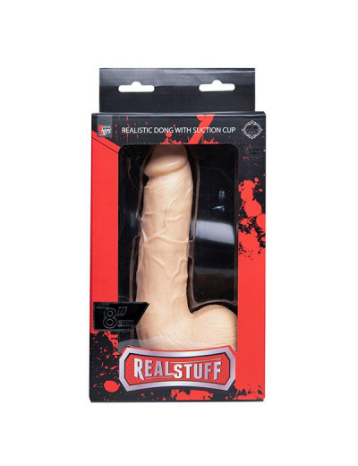 Телесный фаллоимитатор REALSTUFF 8INCH DONG WITH SUCTION CUP - 20 см.
