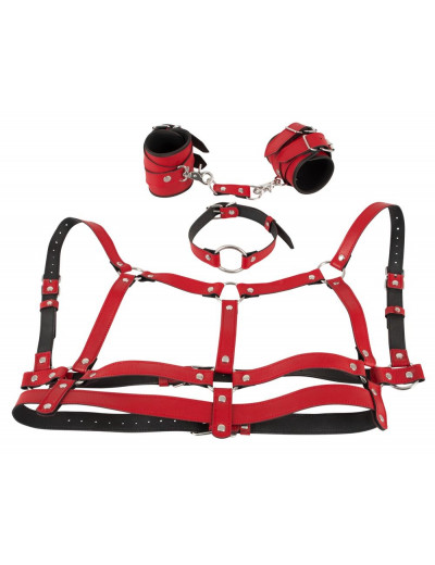 Красный комплект БДСМ-аксессуаров Harness Set