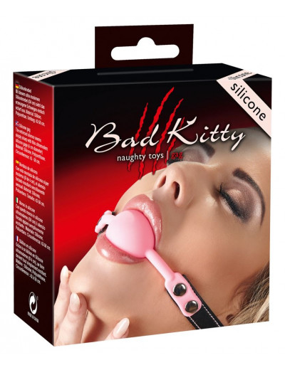 Силиконовый кляп-шар розового цвета Bad Kitty