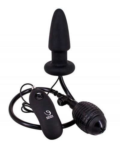 Черная вибропробка с функцией расширения FANNY HILLS SILICONE BUTT PLUG - 11 см.