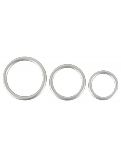 Набор из 3 эрекционных колец под металл Metallic Silicone Cock Ring Set