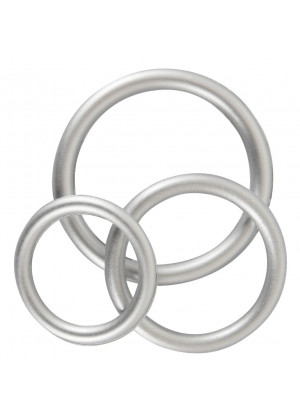 Набор из 3 эрекционных колец под металл Metallic Silicone Cock Ring Set