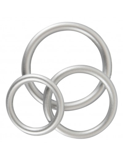 Набор из 3 эрекционных колец под металл Metallic Silicone Cock Ring Set