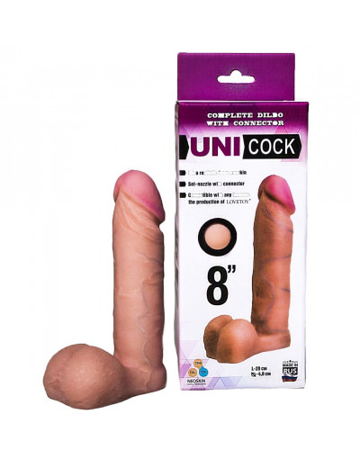 Фаллическая насадка для страпона UNICOCK 8  - 21 см.