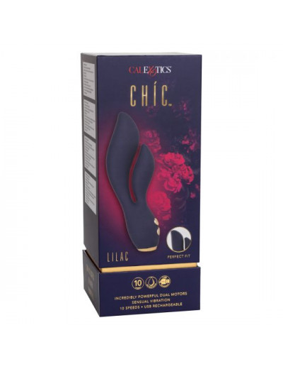 Синий вибромассажер-кролик Chi­c Lilac - 17,75 см.