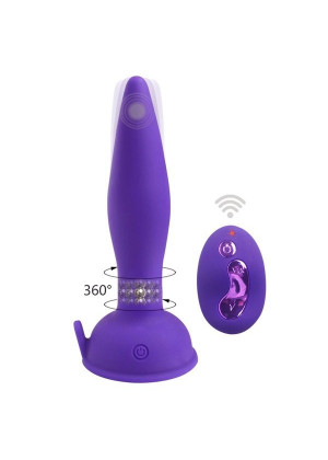 Фиолетовый анальный вибростимулятор Remote Control Anal Plug - 17,5 см.