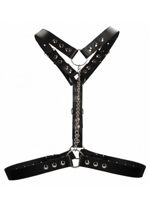 Черная мужская портупея Twisted Bit Black Leather Harness