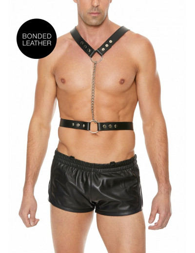 Черная мужская портупея Twisted Bit Black Leather Harness