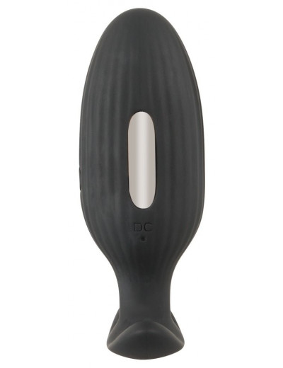 Черная анальная втулка с вибрацией и электростимуляцией Vibrating E-Stim Butt Plug - 9,2 см.