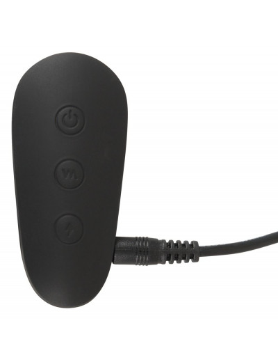Черная анальная втулка с вибрацией и электростимуляцией Vibrating E-Stim Butt Plug - 9,2 см.