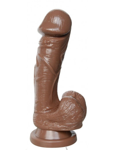 Коричневый реалистичный вибратор Big Glans Dong - 17,8 см.