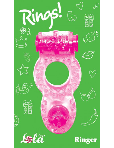 Розовое эрекционное кольцо с вибрацией Rings Ringer