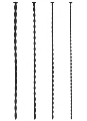 Набор из 4 черных стимуляторов уретры Spiral Screw Plug Set