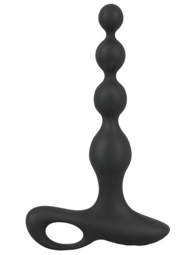 Черная анальная цепочка с вибрацией Rechargeable Anal Beads - 20 см.