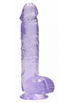 Фиолетовый фаллоимитатор Realrock Crystal Clear 8 inch - 21 см.