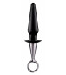 Чёрный анальный плаг ANAL PLUG WITH PLATED HANDLE