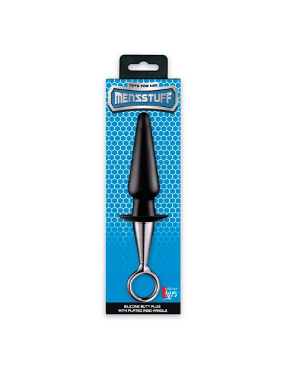 Чёрный анальный плаг ANAL PLUG WITH PLATED HANDLE