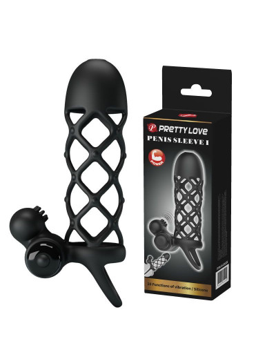 Черная насадка-сетка на пенис Penis Sleeve I - 13,5 см.