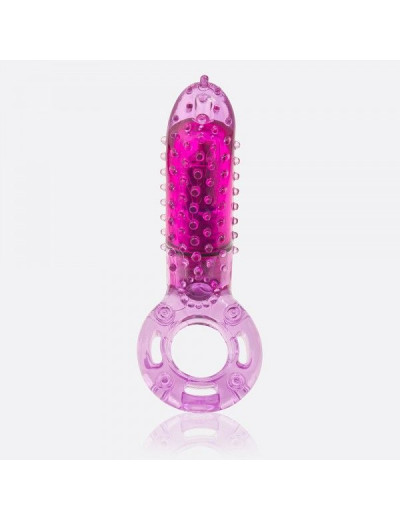 Фиолетовое эрекционное кольцо с вибрацией и пальчиком OYEAH PURPLE