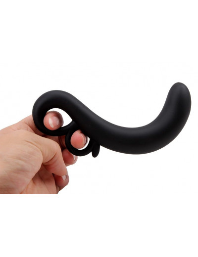 Черный G-стимулятор Two-Finger G-Spot Plug - 14 см.